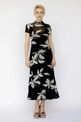 Maxi Mesh Dress in black and white