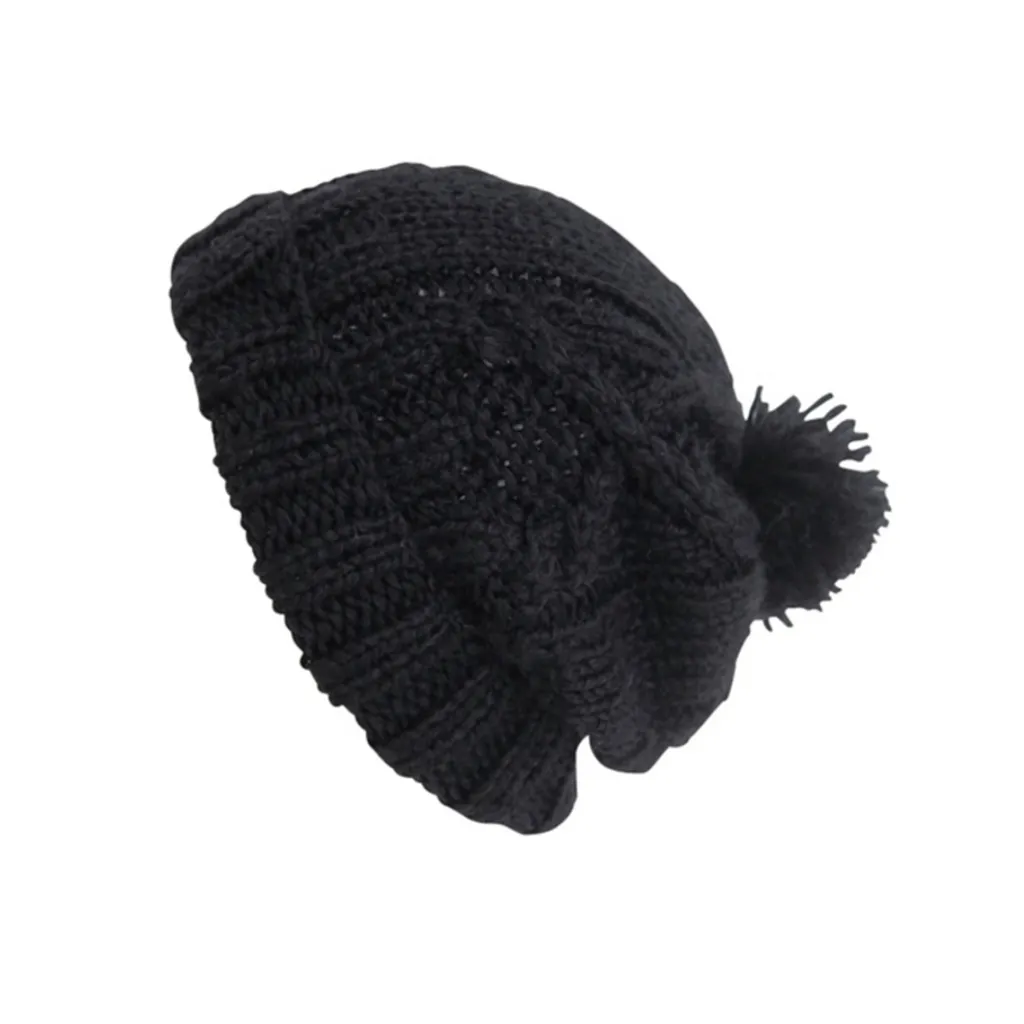 Mechaly Women's Soft Cable Knit Black Vegan Beanie
