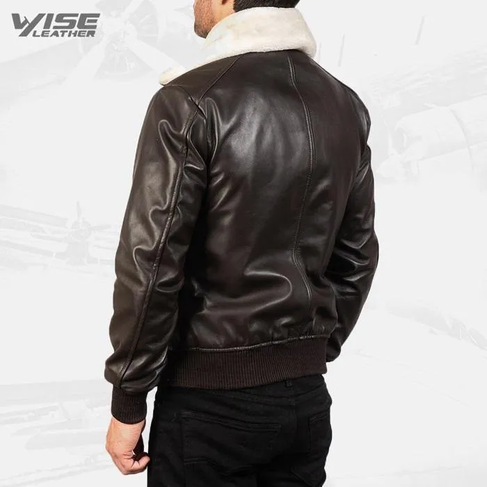 Men's Aviator G-1 Brown Leather Bomber Jacket