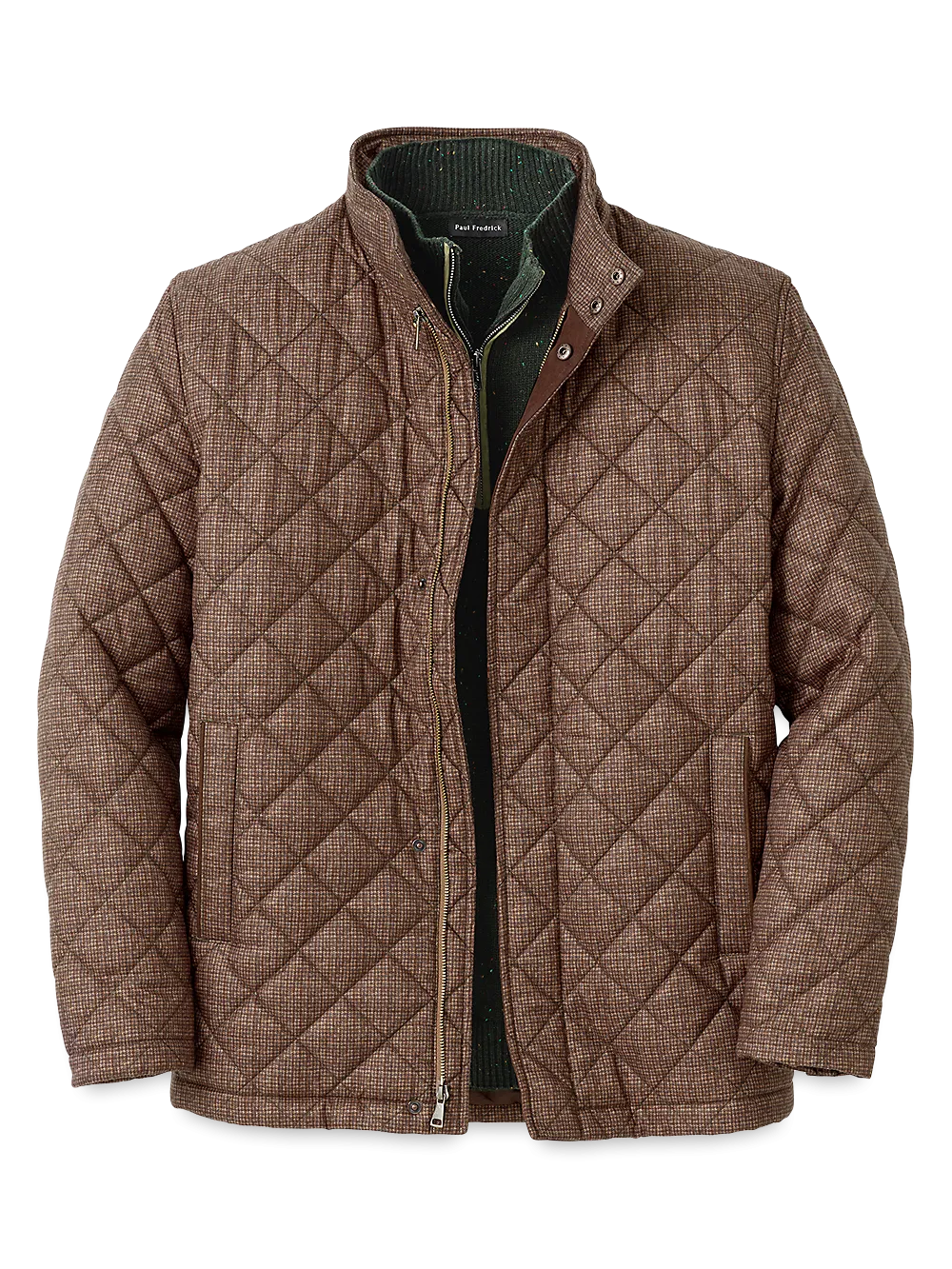 Microfiber Houndstooth Quilted Jacket - Multi