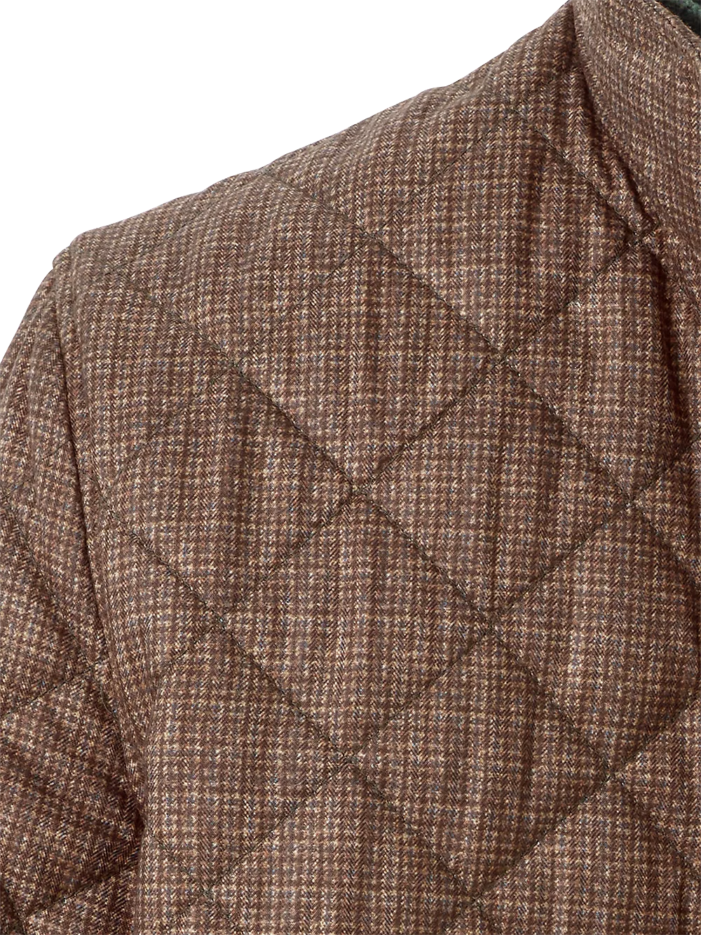 Microfiber Houndstooth Quilted Jacket - Multi