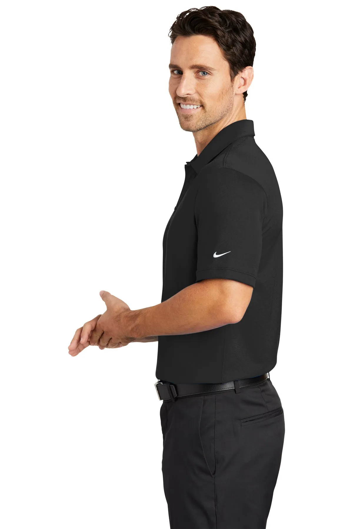 Nike Dri-FIT Icon Pique Modern Fit Custom Polos, Black