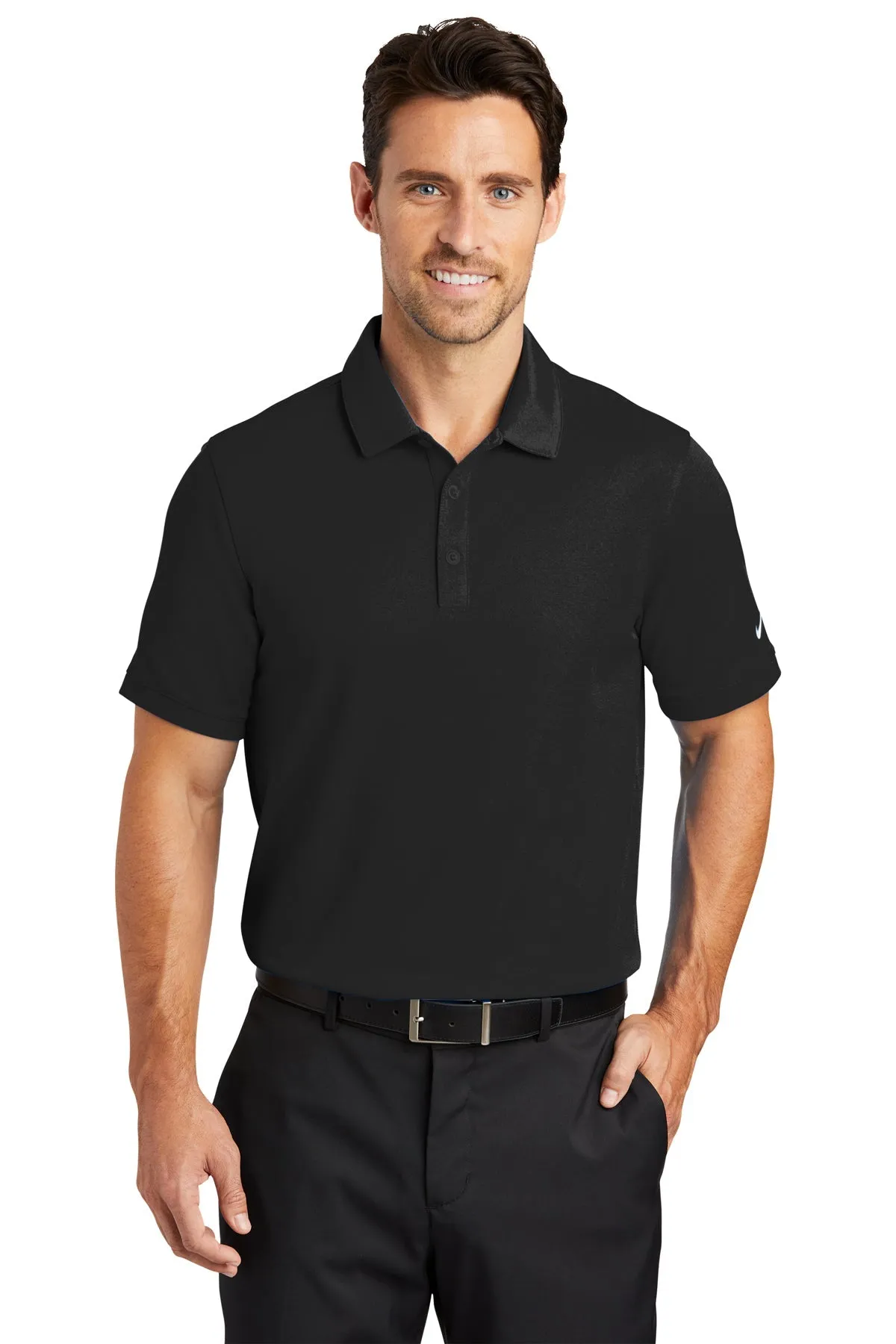 Nike Dri-FIT Icon Pique Modern Fit Custom Polos, Black