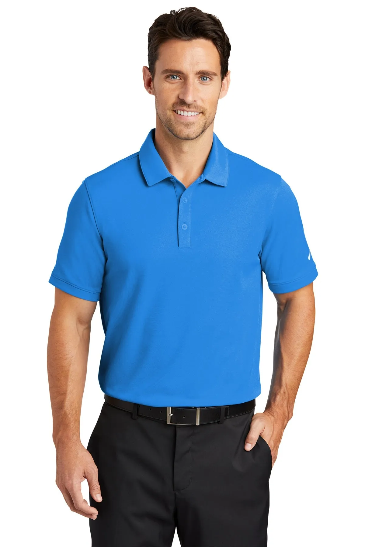 Nike Dri-FIT Icon Pique Modern Fit Custom Polos, Light Photo Blue