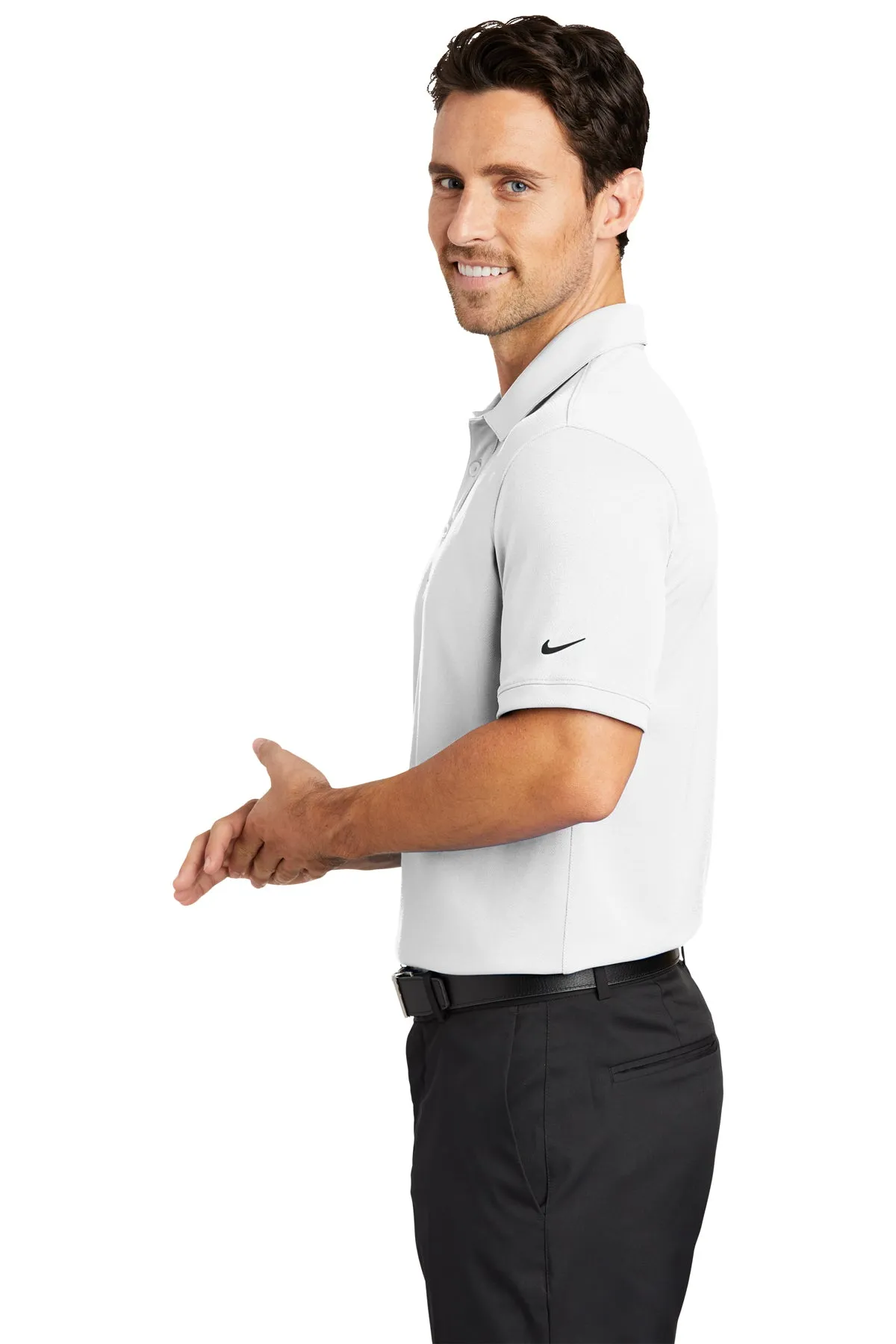 Nike Dri-FIT Icon Pique Modern Fit Custom Polos, White