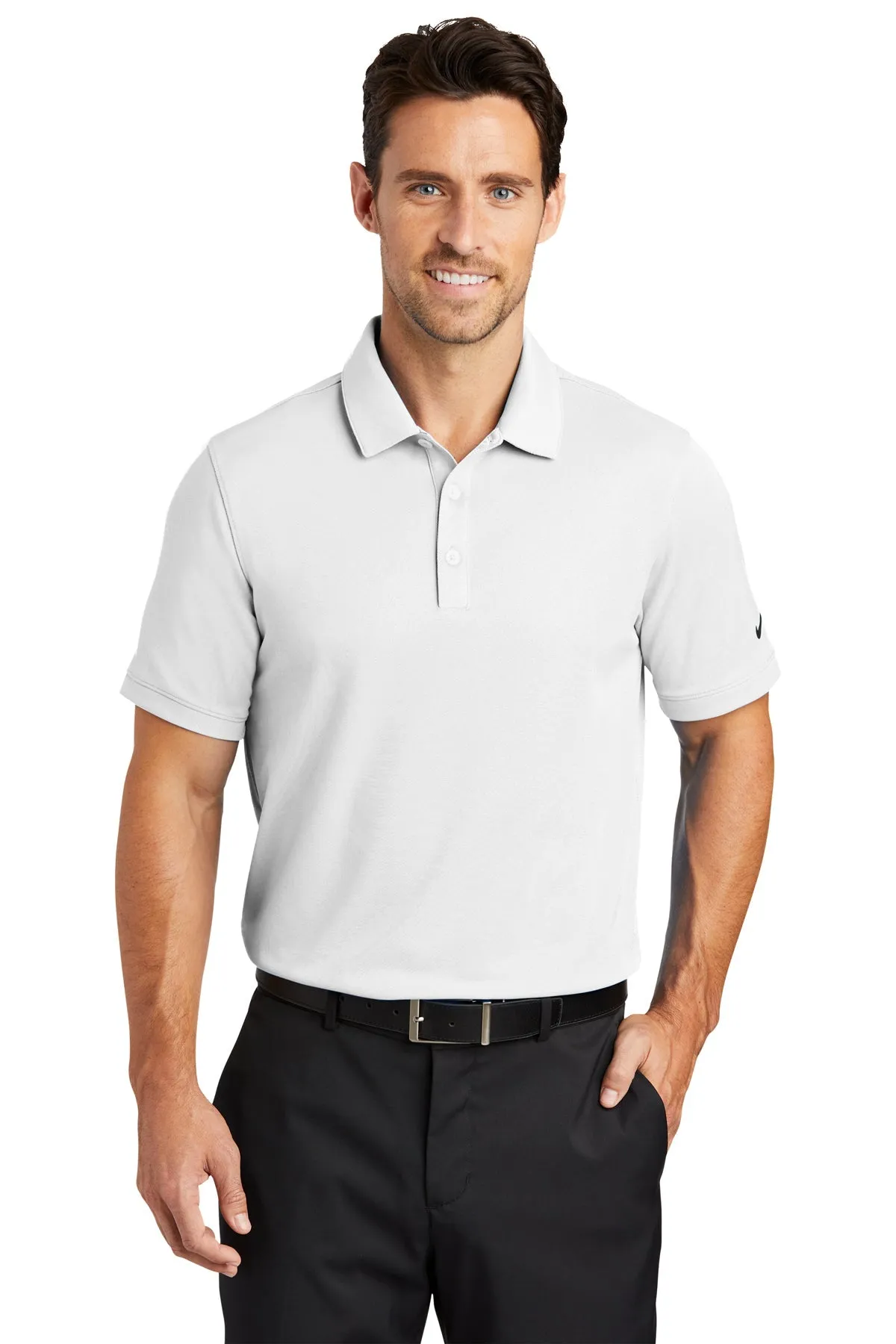 Nike Dri-FIT Icon Pique Modern Fit Custom Polos, White