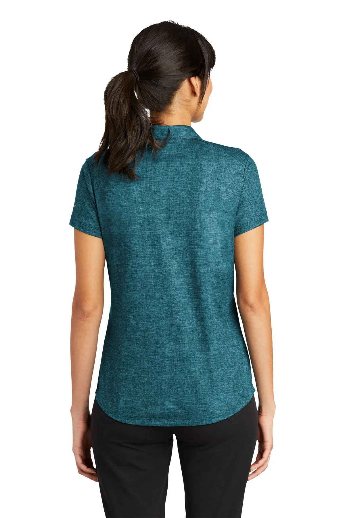 Nike Ladies Dri-FIT Crosshatch Customized Polos, Blustery/ Navy