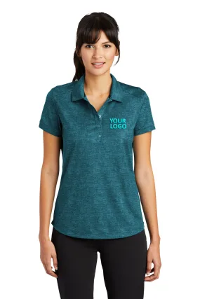 Nike Ladies Dri-FIT Crosshatch Customized Polos, Blustery/ Navy