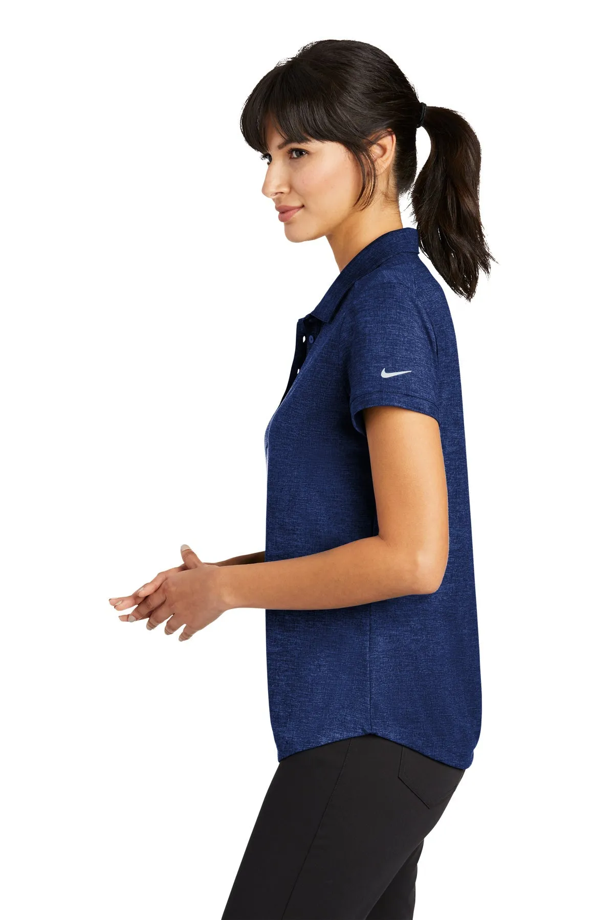 Nike Ladies Dri-FIT Crosshatch Customized Polos, Old Royal/ Marine