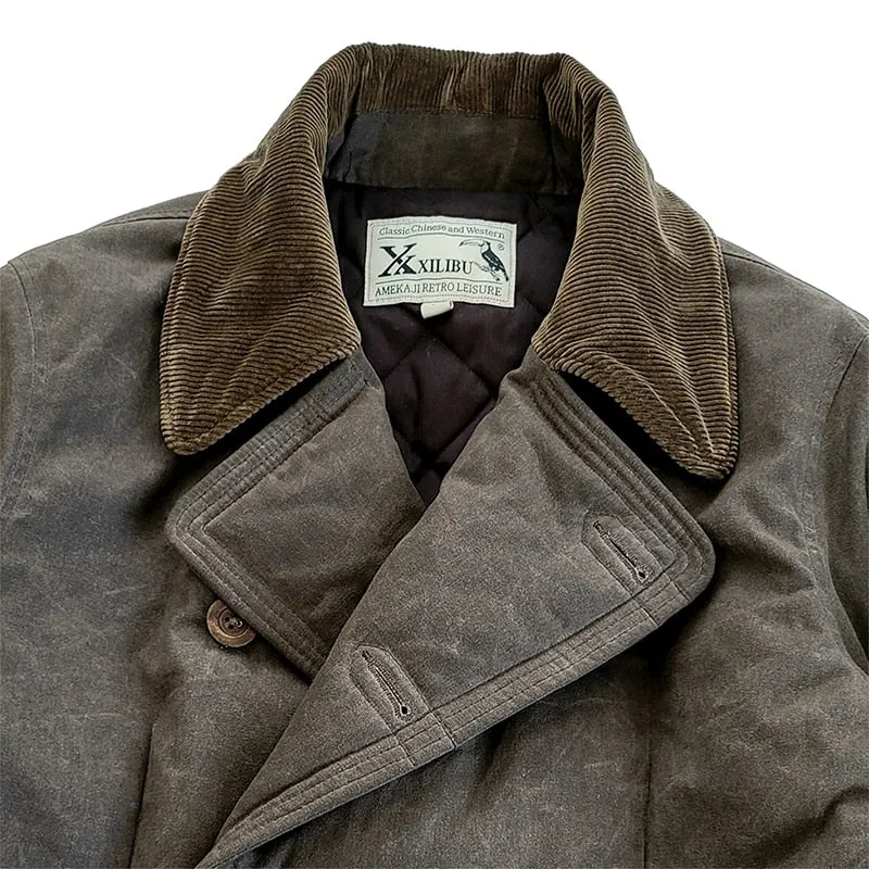 Oil Wax Double Breasted Vintage Jacket