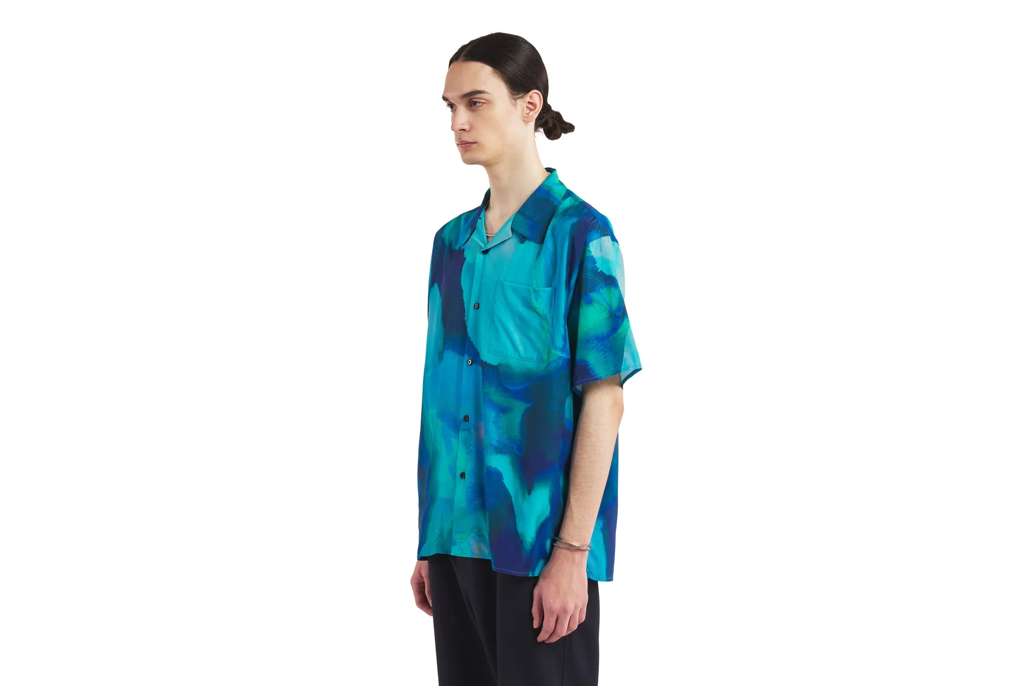 Overprinted Open Collar Shirt
