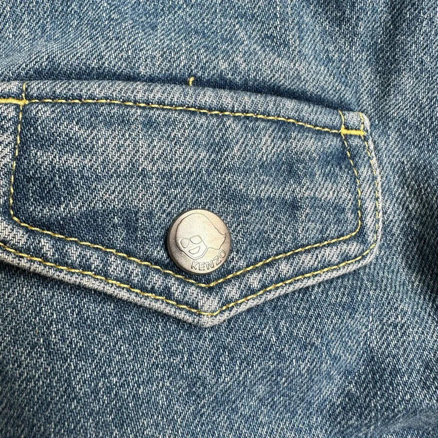 Oversized Denim Moto Jacket - L