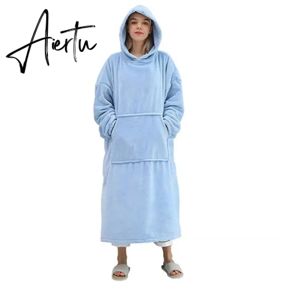 Oversized Hoodies Sweatshirt Women Winter Hoodies Fleece Giant TV Blanket With Sleeves Oversize Women Hoody Sweatshirts DROP