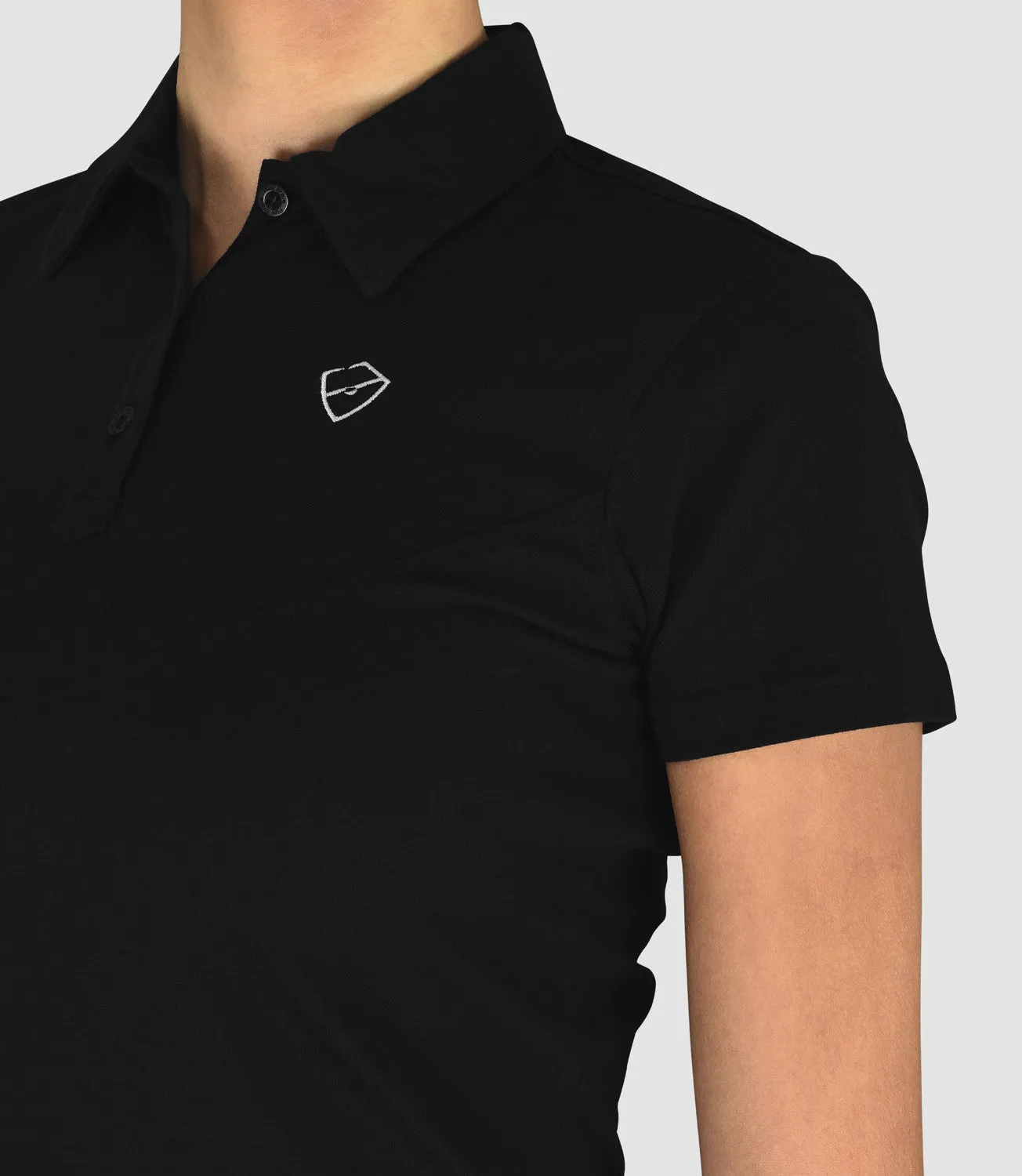 Penelope Cotton Button Neck Polo - Black