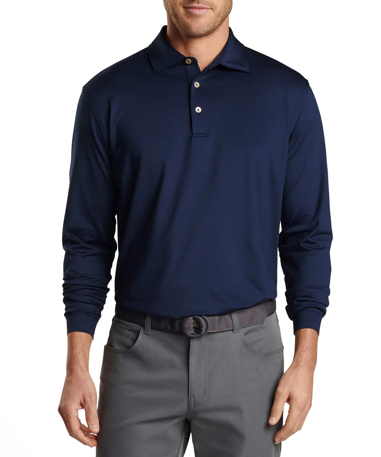 Peter Millar Long Sleeve Solid Performance Polo Knit Shirt