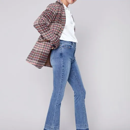Plaid Long Sleeve Blazer Jacket Truffle - Charlie B