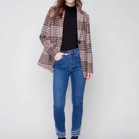Plaid Long Sleeve Blazer Jacket Truffle - Charlie B