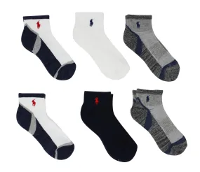 Polo Kids Socks for Boys 3-Pack Marled Cruise Quarter High with Polo Player