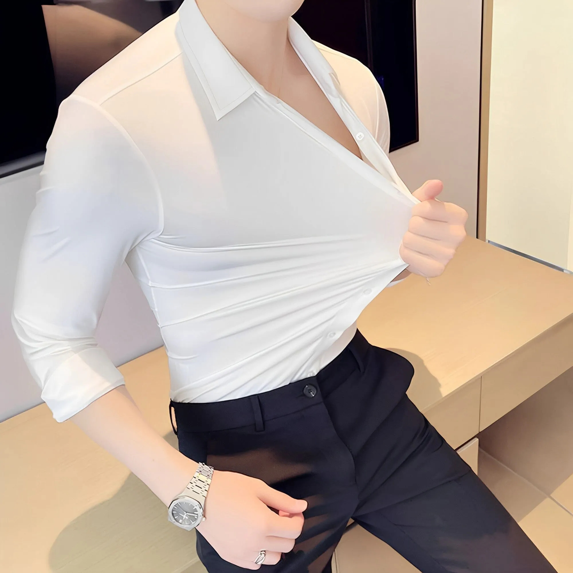 Polo Republica Slim Fit AirFlex: The Go-Anywhere Full Sleeves Shirt
