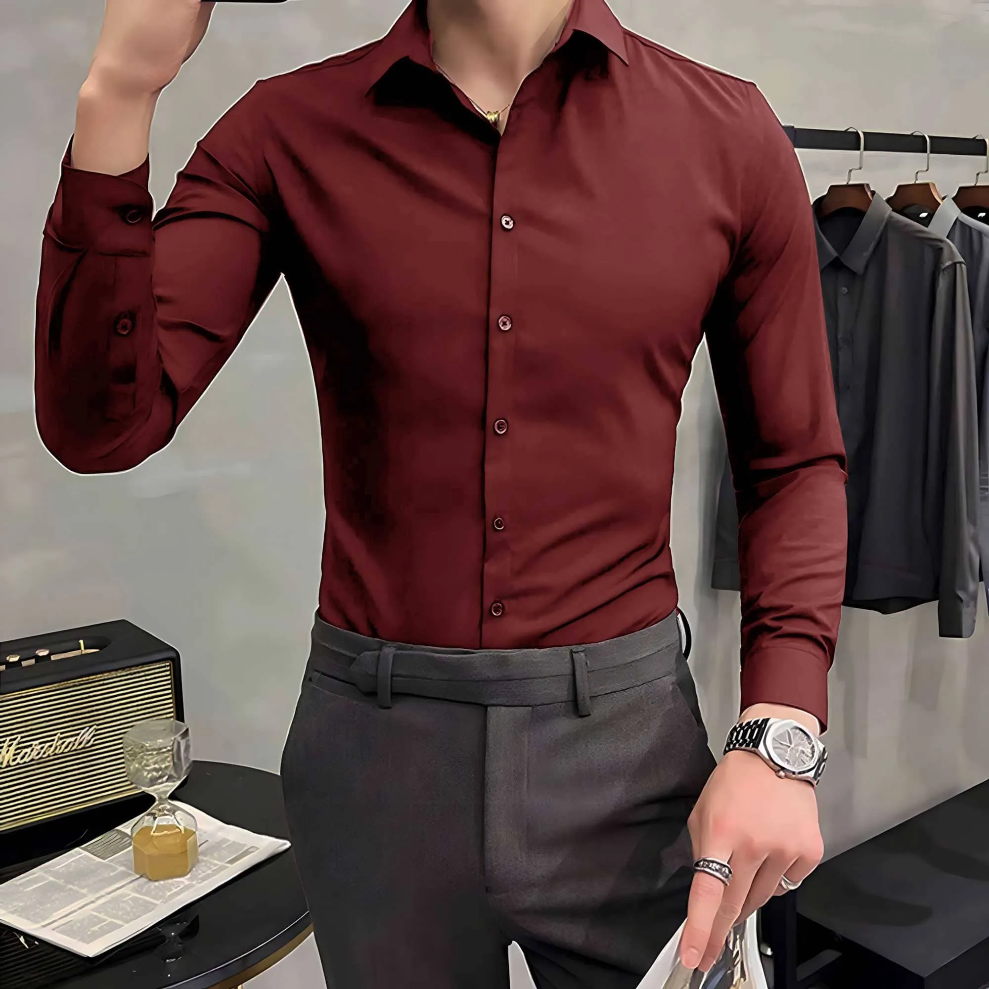 Polo Republica Slim Fit AirFlex: The Go-Anywhere Full Sleeves Shirt