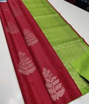 Radiant Red Soft Silk Saree With Desiring Blouse Piece