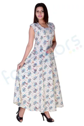 Rayon Flower Print Maxi Dress