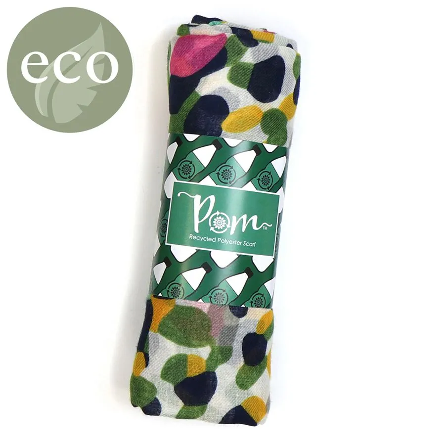 Recycled khaki and pink mix camo print and border scarf