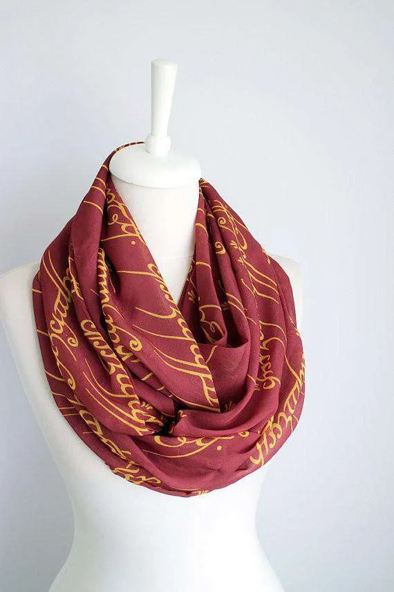 Red Lord of the Rings Handmade Infinity Scarf Limited Edition