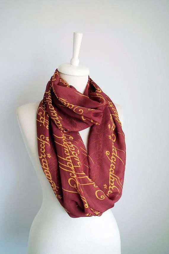 Red Lord of the Rings Handmade Infinity Scarf Limited Edition