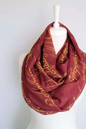 Red Lord of the Rings Handmade Infinity Scarf Limited Edition