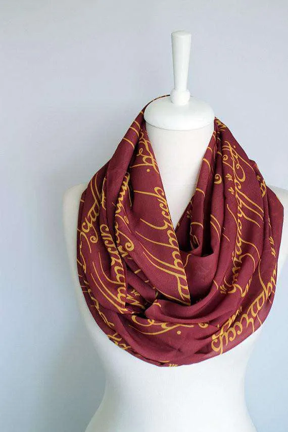 Red Lord of the Rings Handmade Infinity Scarf Limited Edition