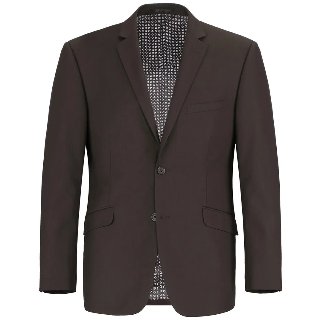 Renoir Brown men's 2 piece slim fit suit single breasted notch lapel flat front pants