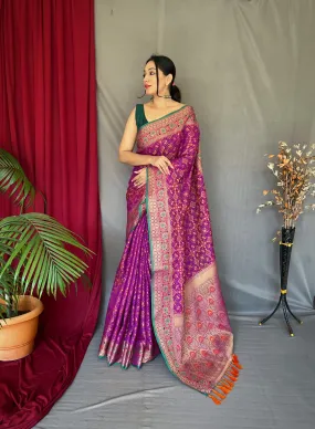 Royal Magenta Saree in Bandhej Patola Silk Woven