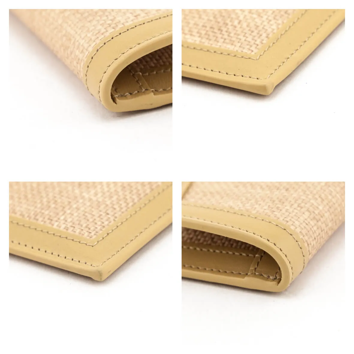 Saint Laurent Natural Hay Blush Raffia Uptown Pouch