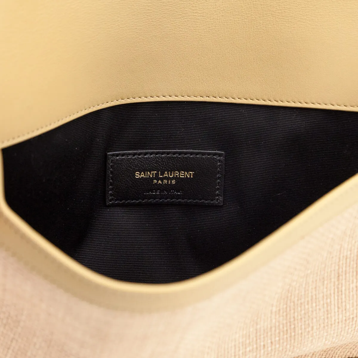 Saint Laurent Natural Hay Blush Raffia Uptown Pouch