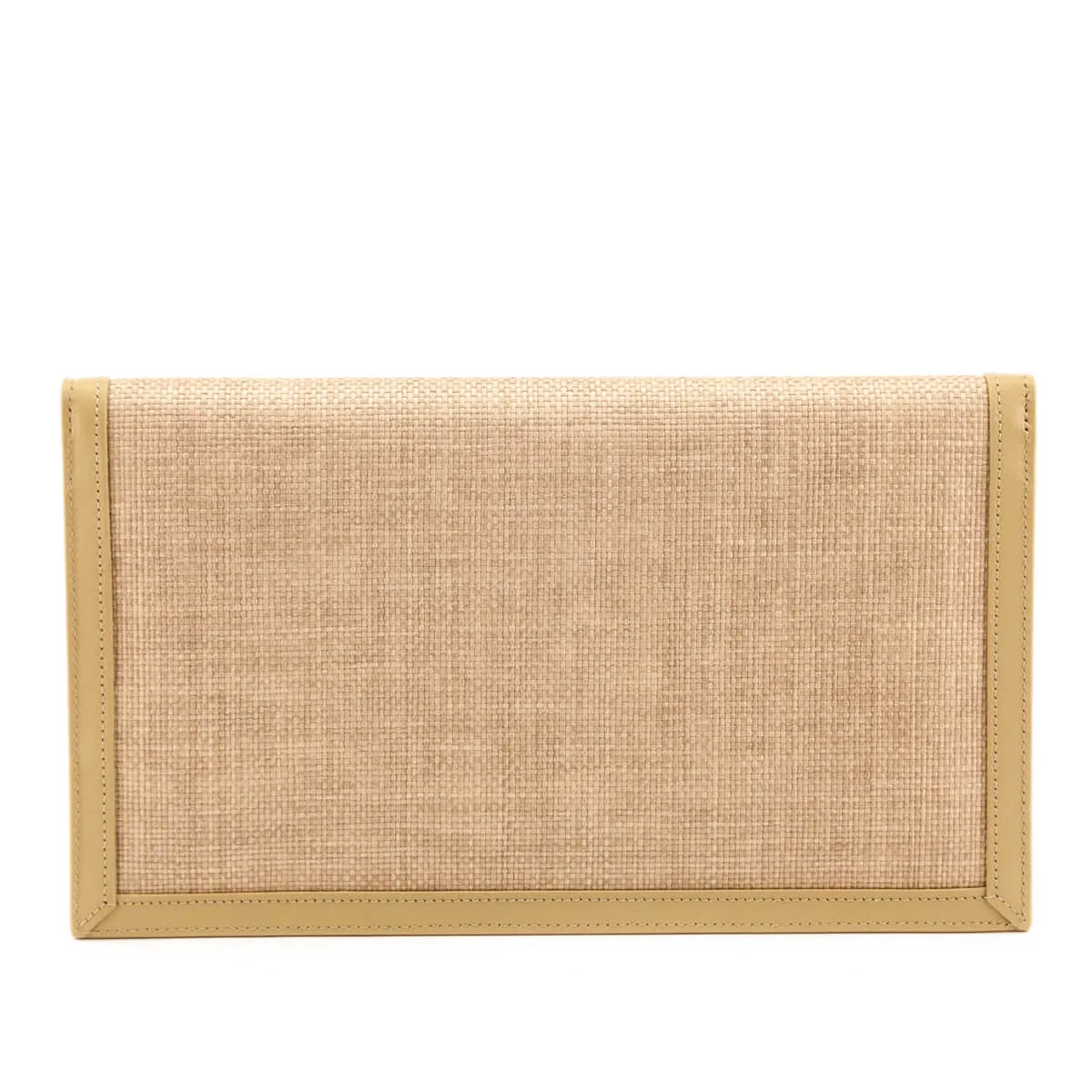 Saint Laurent Natural Hay Blush Raffia Uptown Pouch