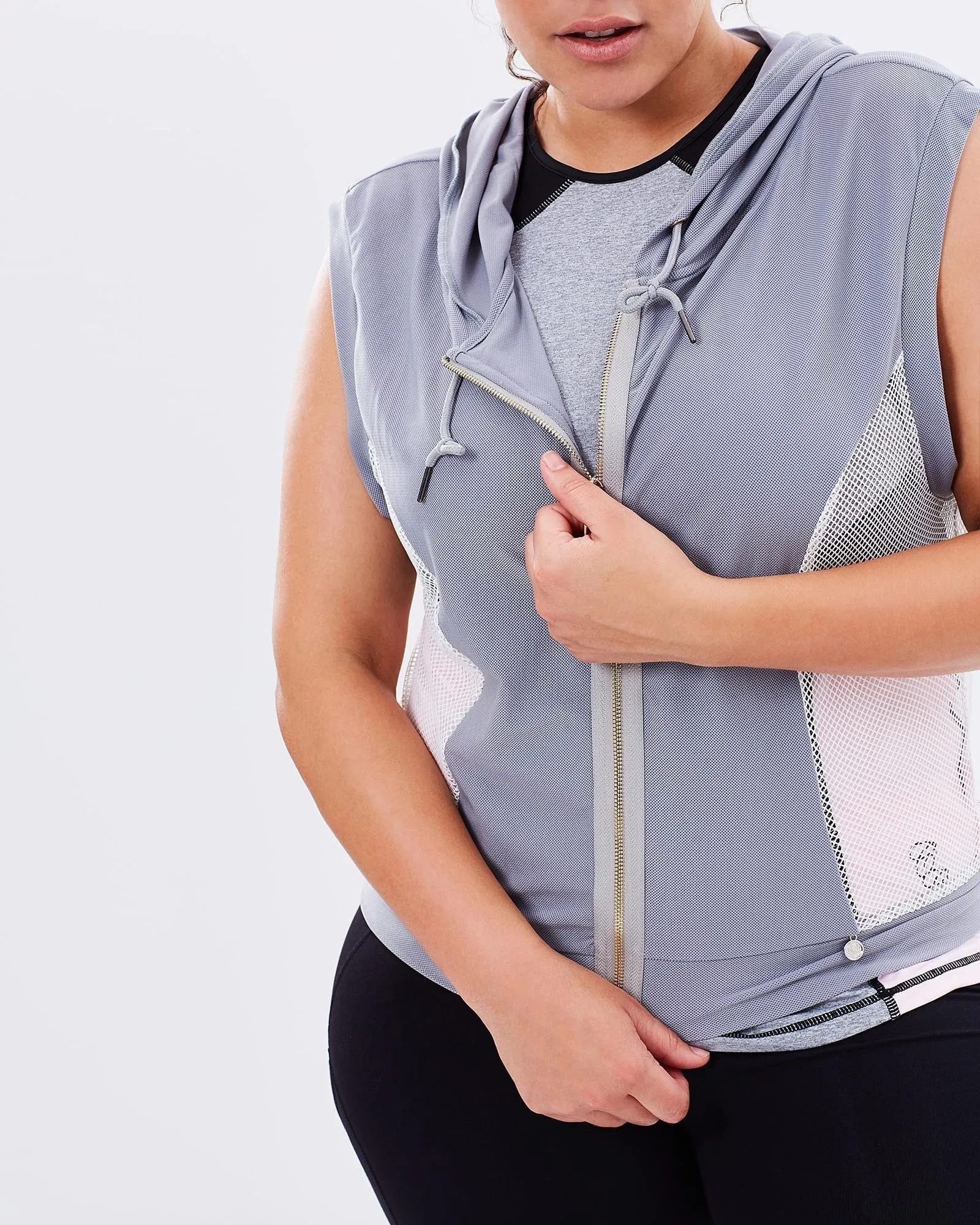 Slingback Mesh Hoodie - Grey