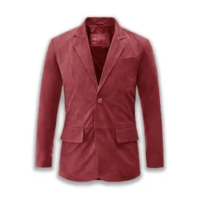 Suede Red Leather Blazer