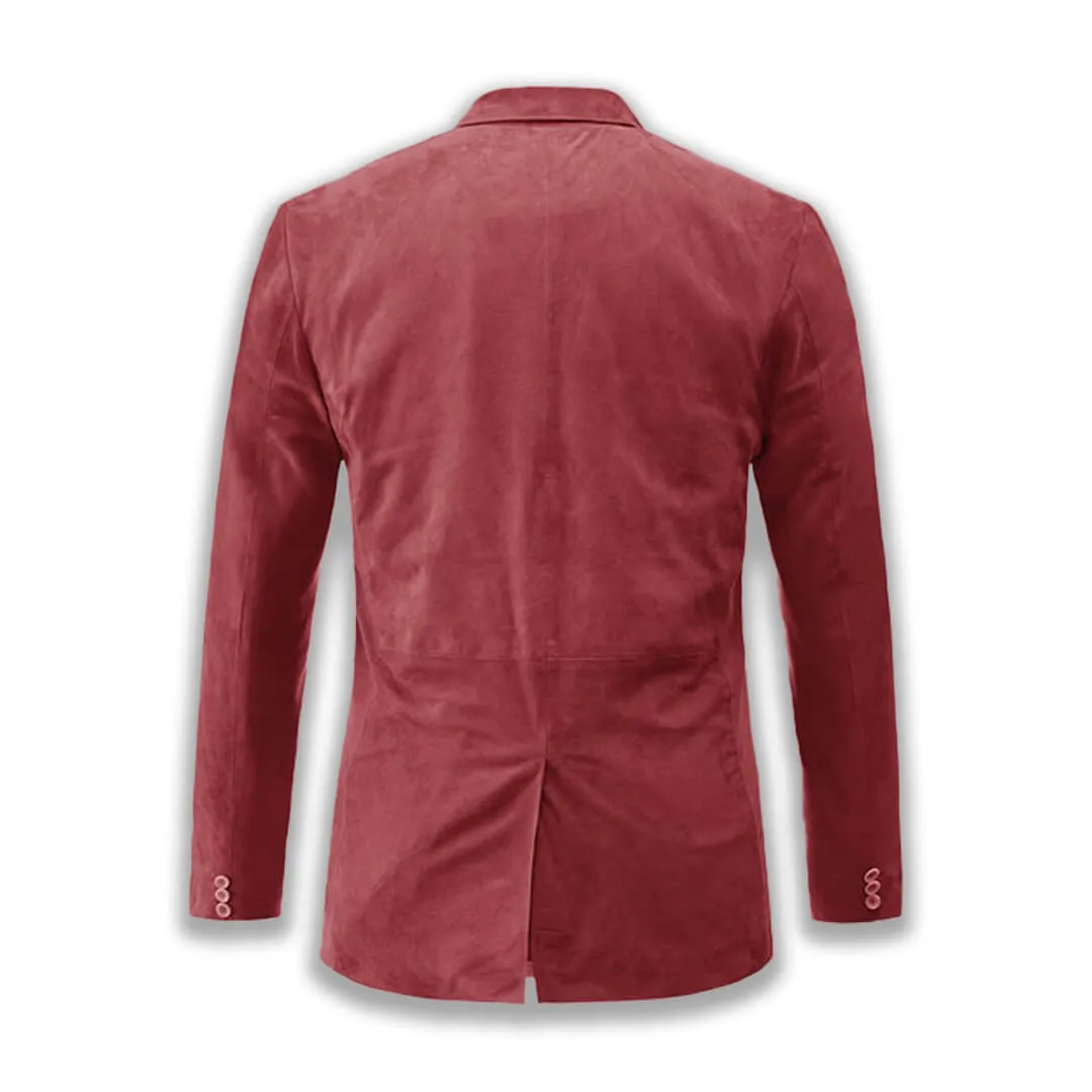 Suede Red Leather Blazer