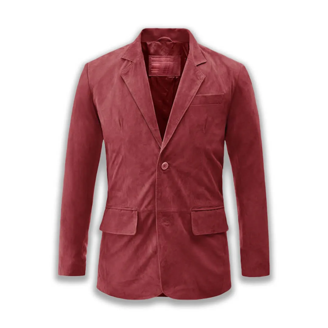 Suede Red Leather Blazer