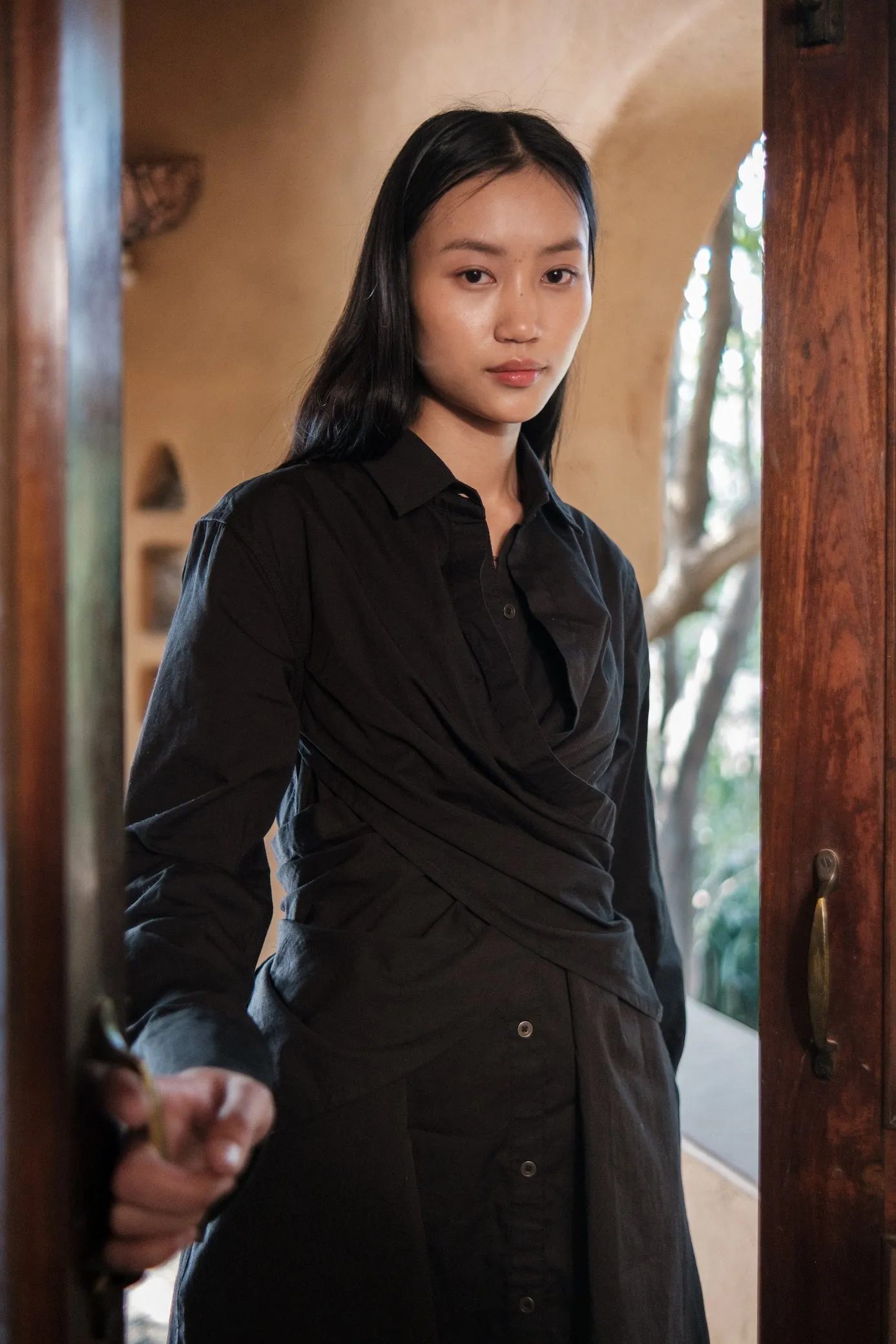 The Terra Tribe Black Seattle Wrap Shirt Dress