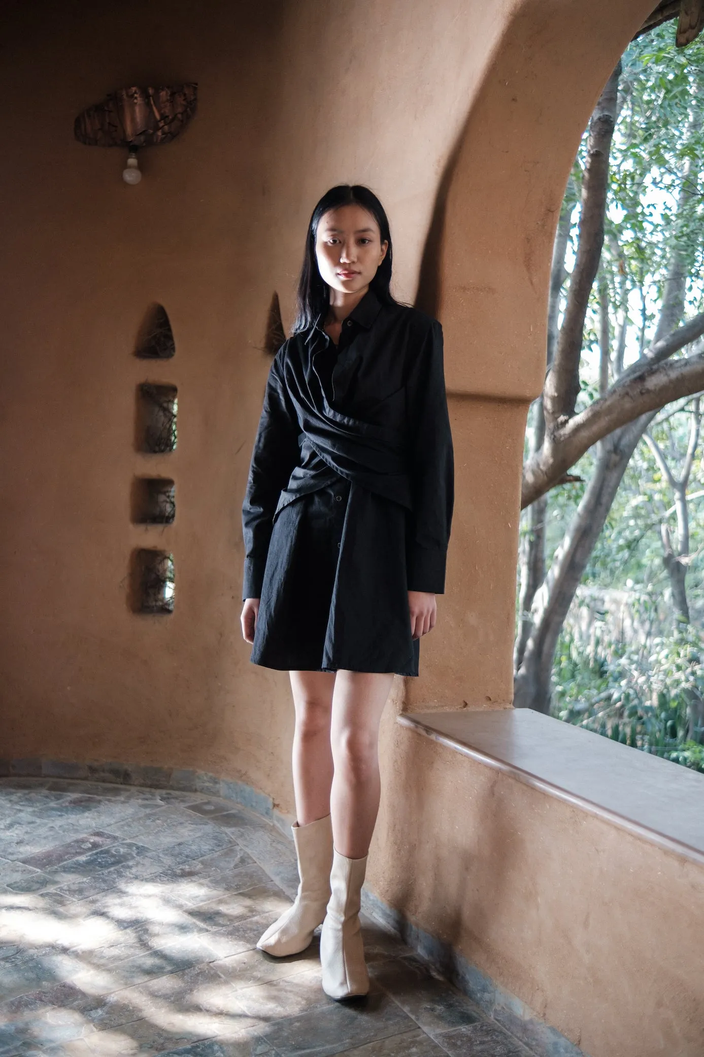The Terra Tribe Black Seattle Wrap Shirt Dress