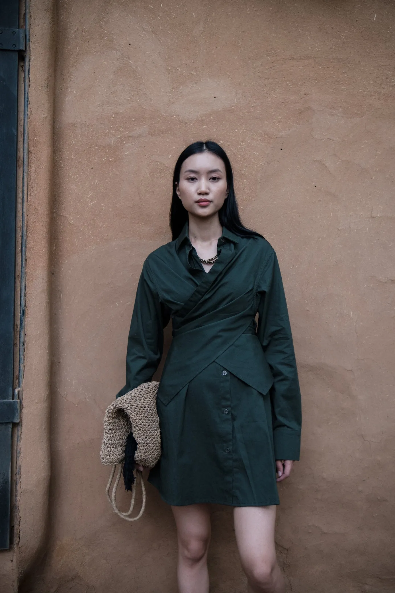 The Terra Tribe Deep Green Seattle Wrap Shirt Dress