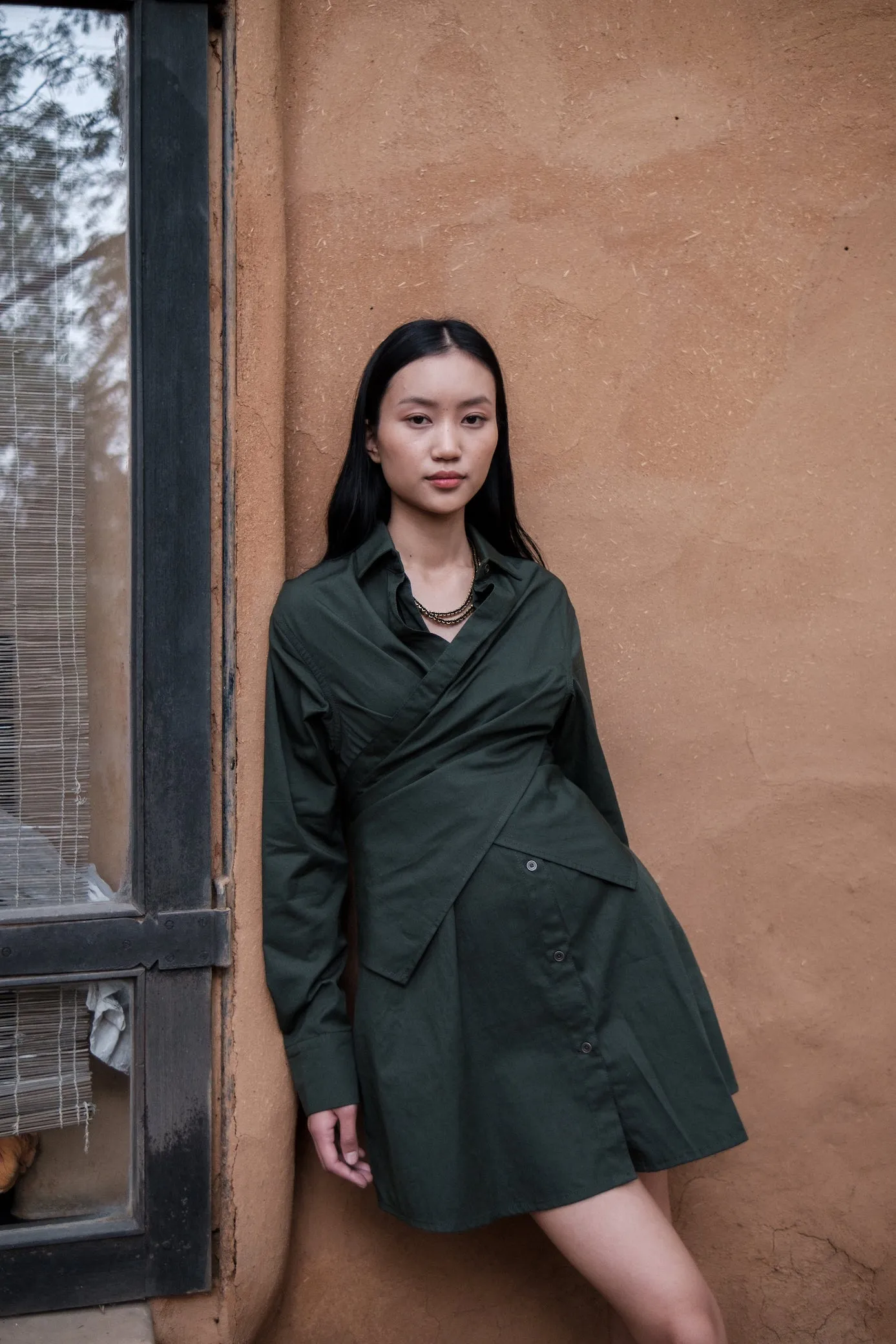 The Terra Tribe Deep Green Seattle Wrap Shirt Dress