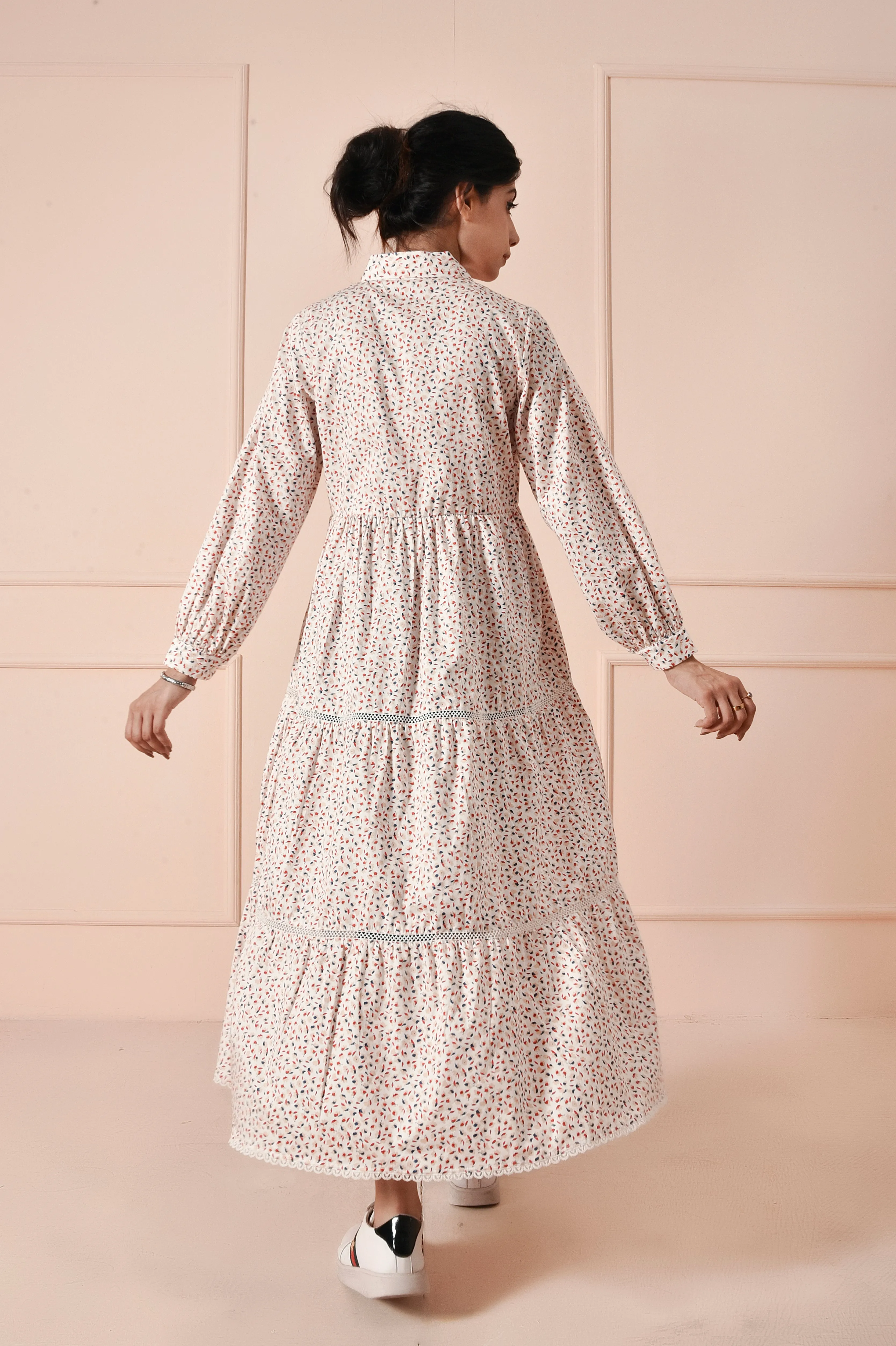 Tiered Cotton Satin Frock