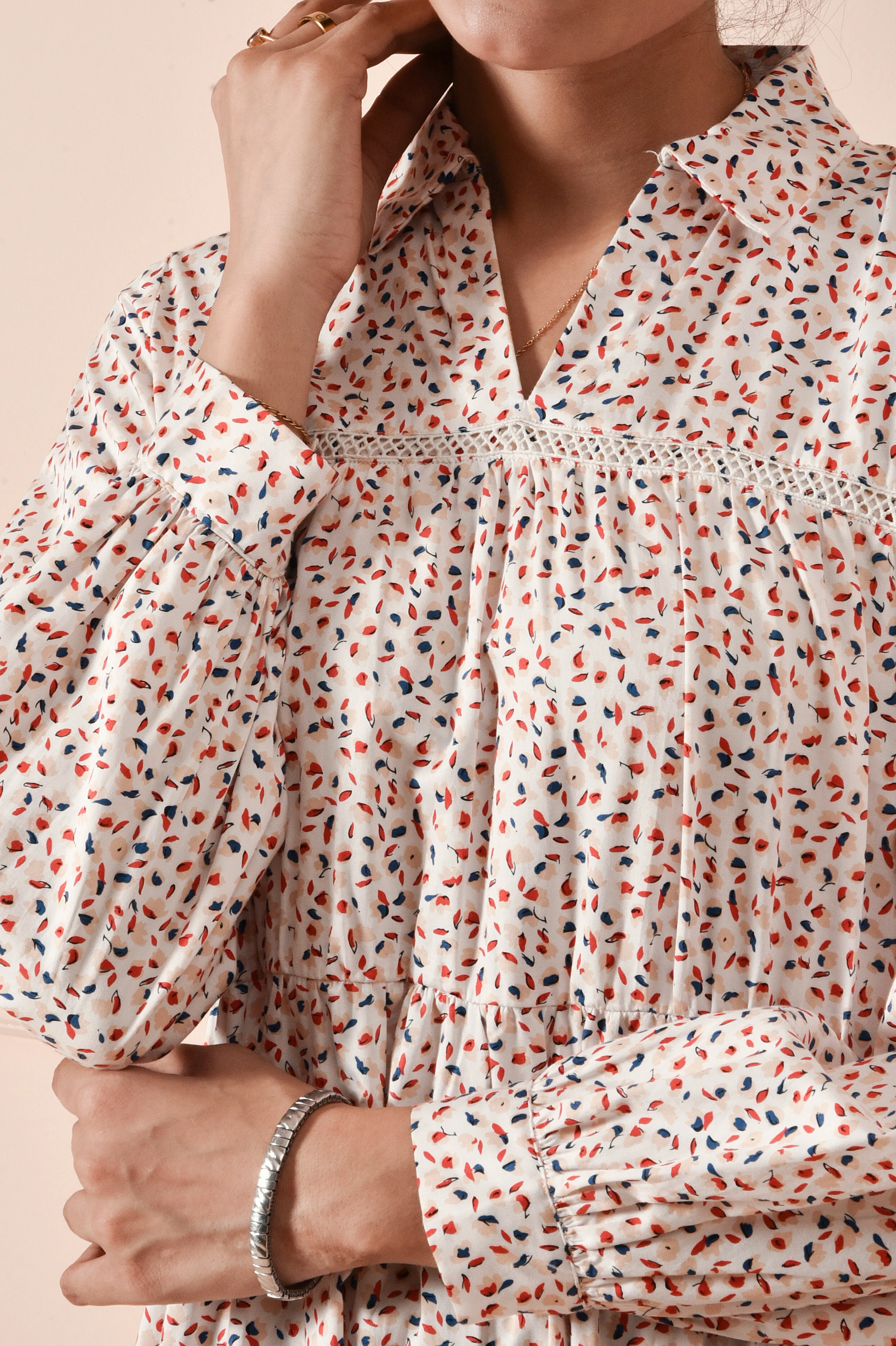 Tiered Cotton Satin Frock