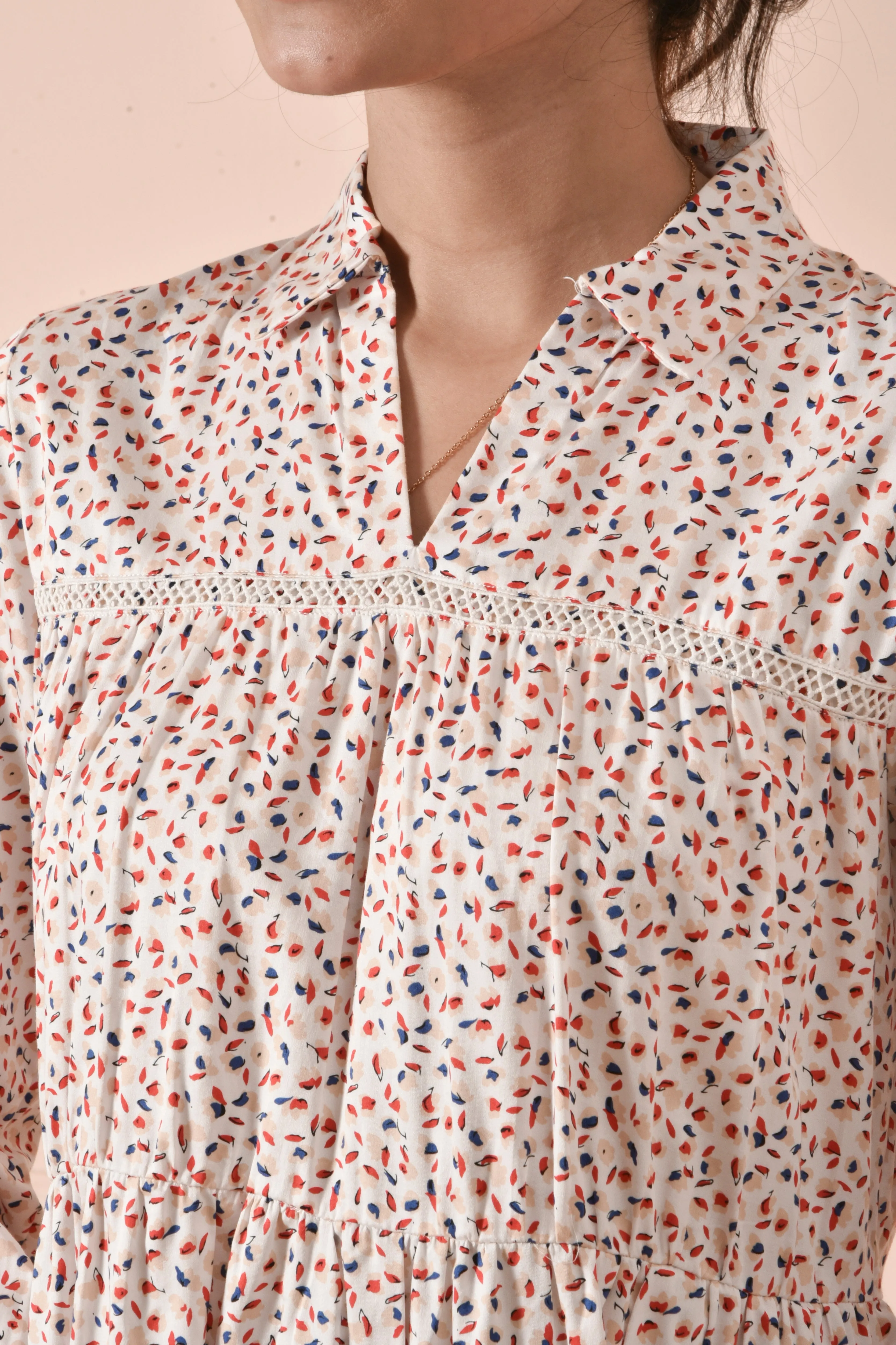 Tiered Cotton Satin Frock