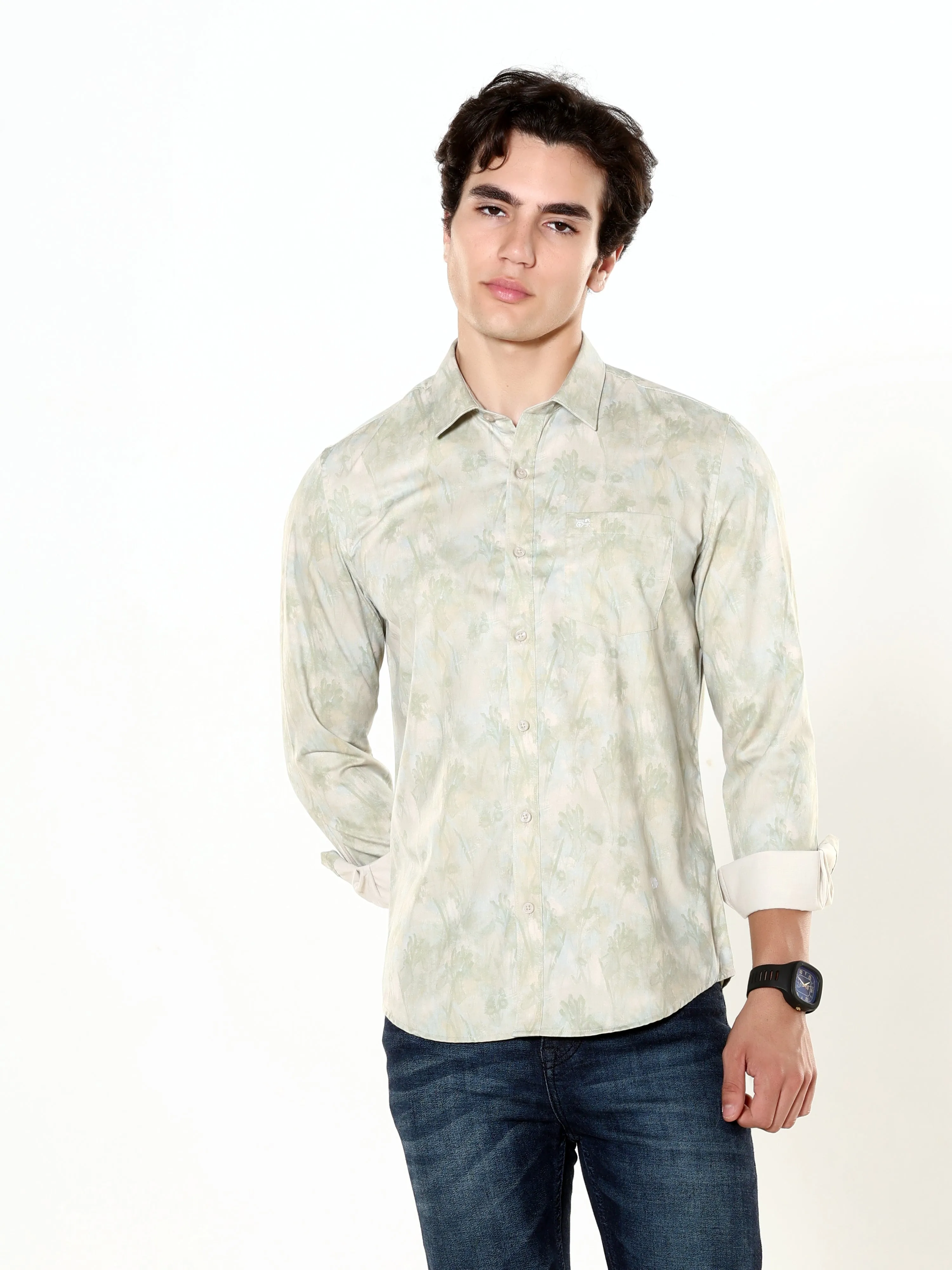 Titanite Meadow Beige Printed Shirt