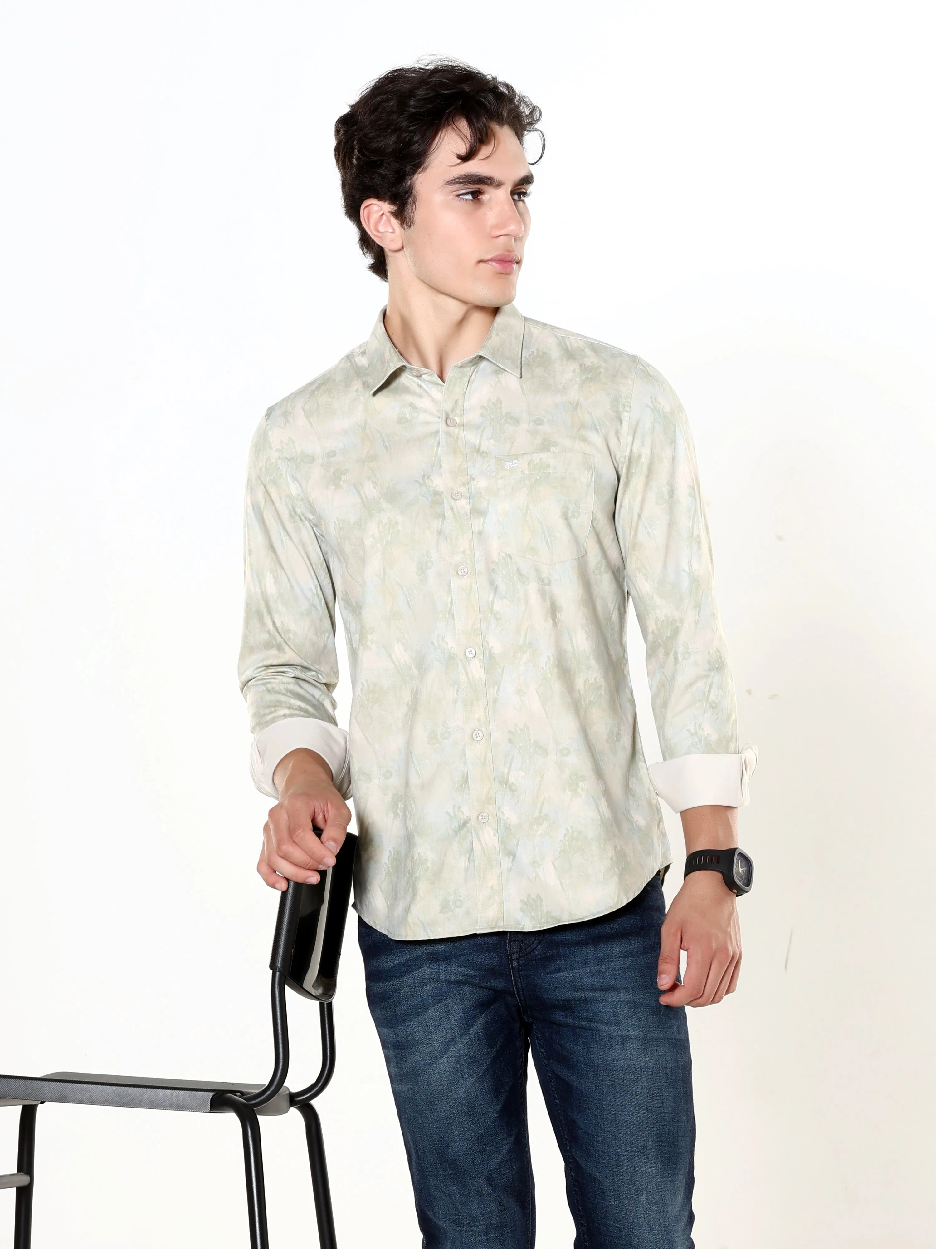 Titanite Meadow Beige Printed Shirt