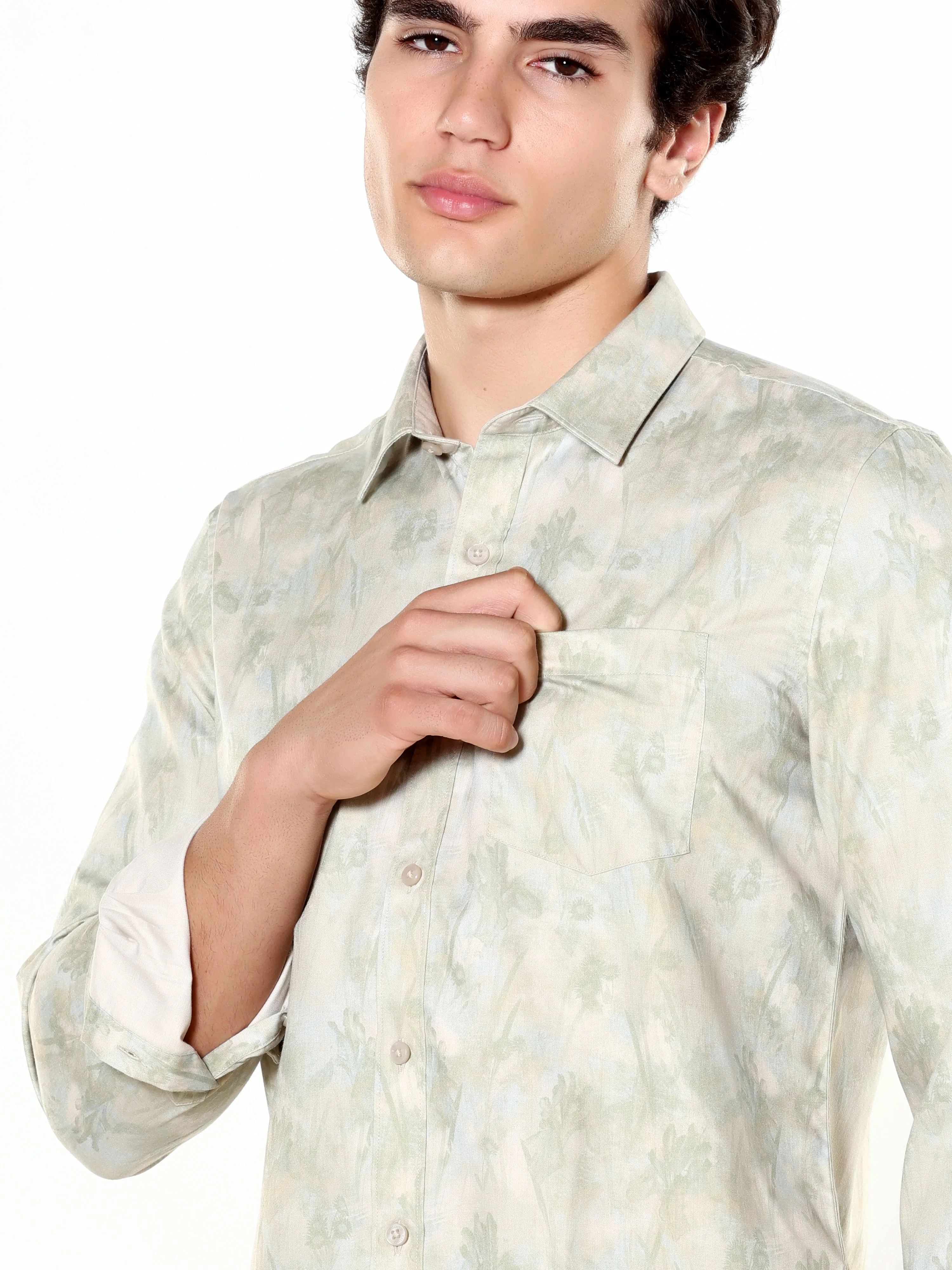 Titanite Meadow Beige Printed Shirt
